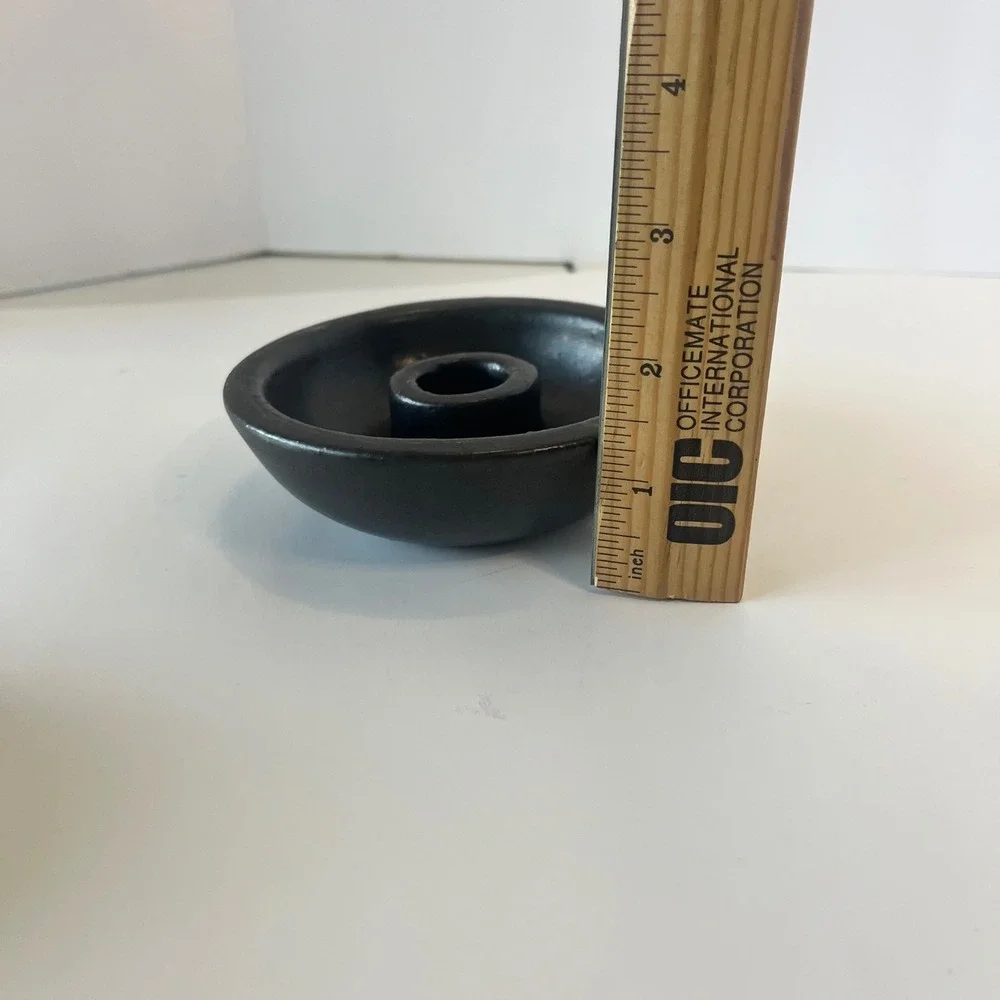 IKEA Black Ceramic Taper Candle Holder Set of 2 Minimalist Scandi 200.294.13